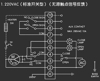 220VAC標(biāo)準(zhǔn)開關(guān)型<a href='http://tbzzf.cn/Product/diefa/diandongdiefa/' target='_blank'>電動<a href='http://tbzzf.cn/Product/diefa/' target='_blank'>蝶閥</a></a>接線圖