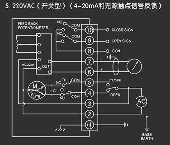 220VAC開關(guān)型<a href='http://tbzzf.cn/Product/diefa/diandongdiefa/' target='_blank'>電動<a href='http://tbzzf.cn/Product/diefa/' target='_blank'>蝶閥</a></a>接線圖