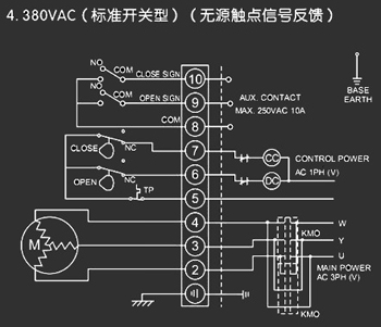 380VAC標(biāo)準(zhǔn)開關(guān)型<a href='http://tbzzf.cn/Product/diefa/diandongdiefa/' target='_blank'>電動<a href='http://tbzzf.cn/Product/diefa/' target='_blank'>蝶閥</a></a>接線圖