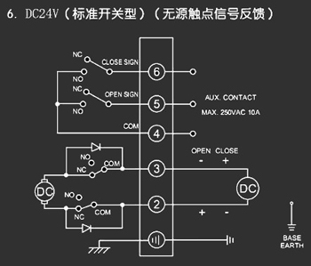 ＤＣ24Ｖ標(biāo)準(zhǔn)開關(guān)型<a href='http://tbzzf.cn/Product/diefa/diandongdiefa/' target='_blank'>電動<a href='http://tbzzf.cn/Product/diefa/' target='_blank'>蝶閥</a></a>接線圖